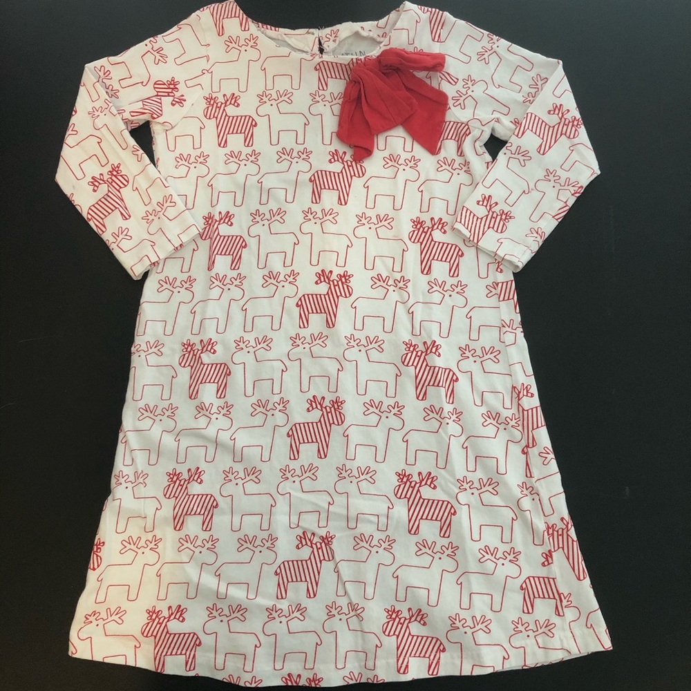 A.T.U.N White And Red Reindeer Dress Size 6-7 Years *See Item Description*